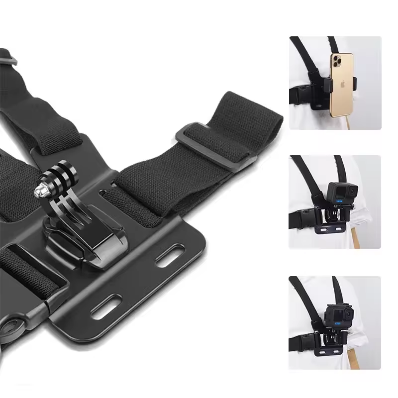 6 in 1 Adjustable Elastic Cell Phone Quick Clip Mobile Phone Holder Action Camera Chest Strap Mount Harness for GoPro 12 11 10 9