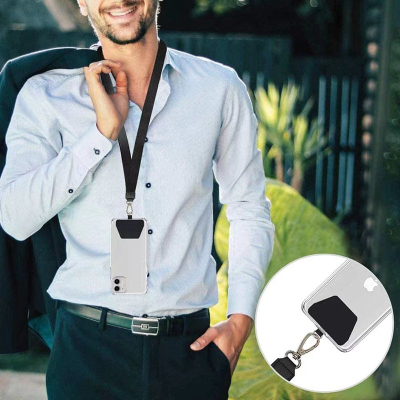 Wholesale Anti-lost PU Patches For Connecting Phone and Phone Straps Anti-drop Phone Pastable Tab Tether With Metal Buckle