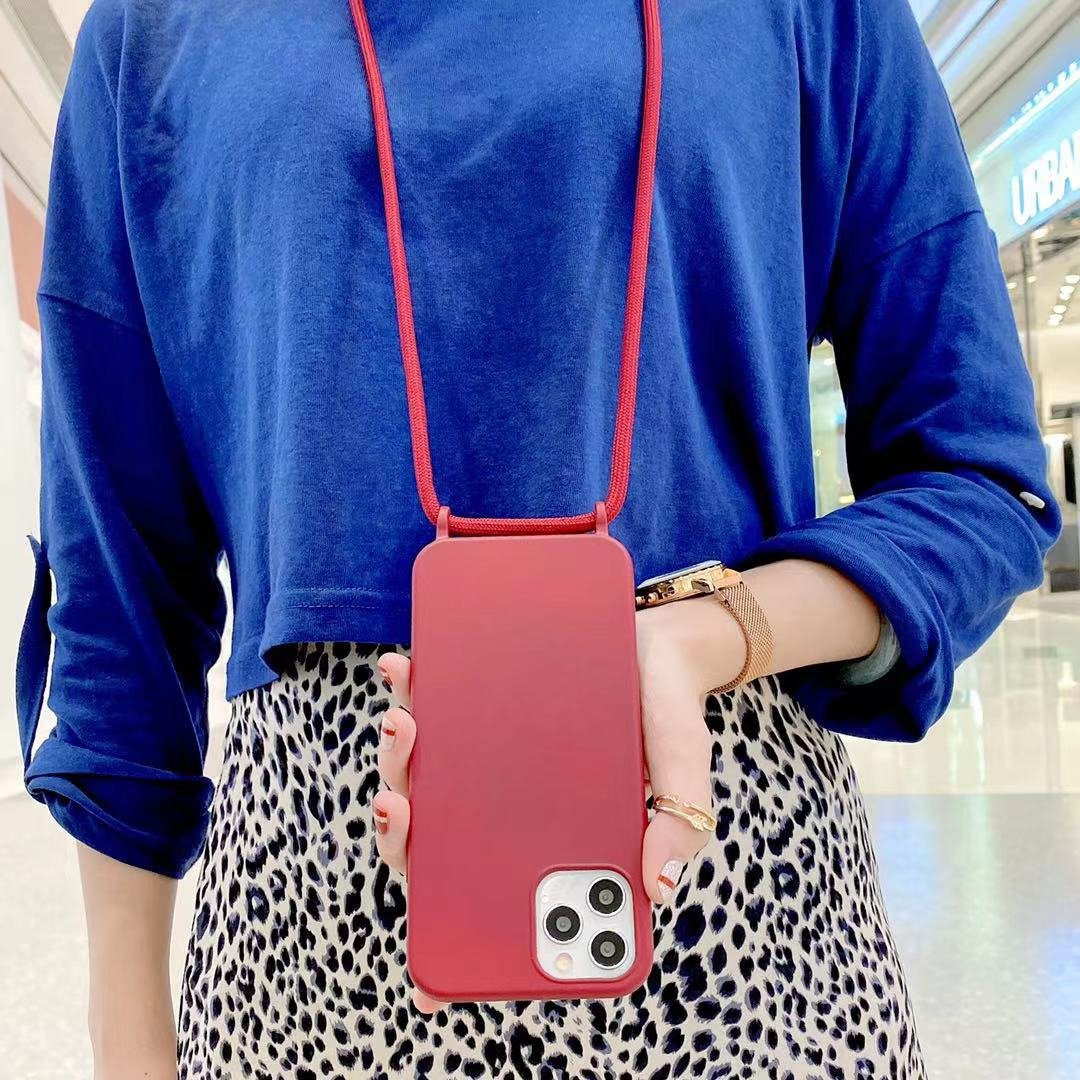 HYTO Mobile Phone TPU Case With Lanyard Neck Strap String Rope for iPhone 13 14 15 16 Crossbody Necklace TPU Cord Case