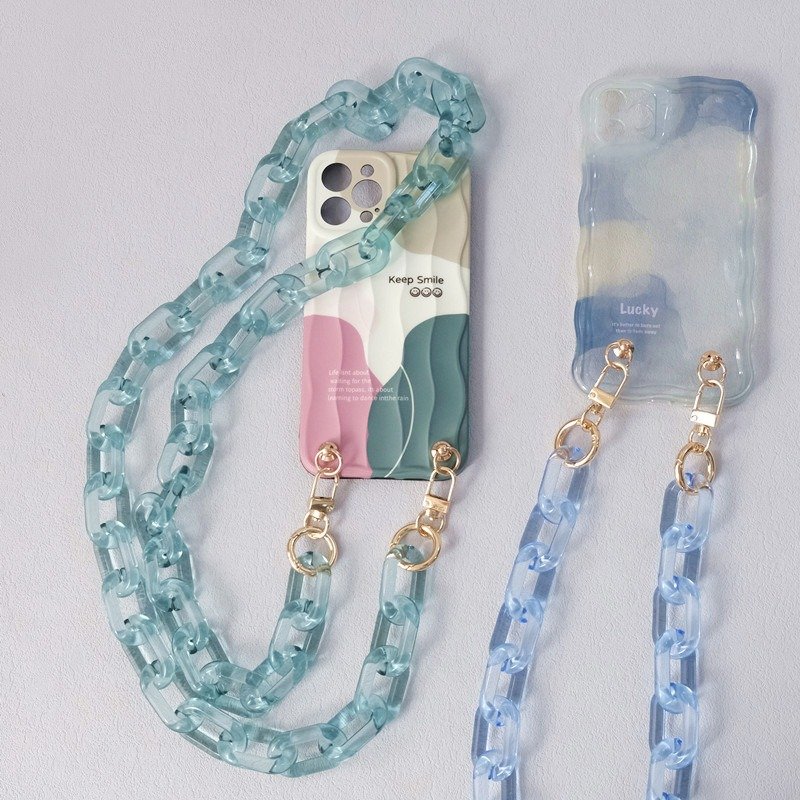 Transparent Resin Candy Color Acrylic Bag Chain Thick Shoulder Phone Strap Bag Accessories Clear Mobile Phone Chain Necklace