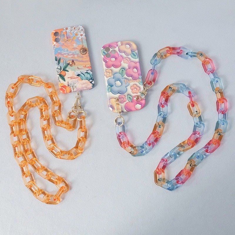 Transparent Resin Candy Color Acrylic Bag Chain Thick Shoulder Phone Strap Bag Accessories Clear Mobile Phone Chain Necklace