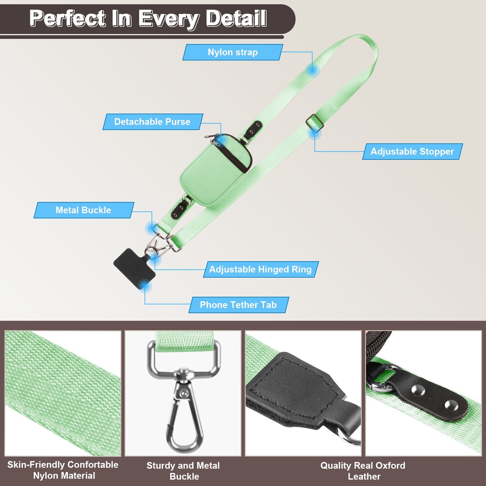 New Arrivals Customized Logo Black Universal Crossbody Cell Phone Lanyard Adjustable Phone Strap With Detachable Patch