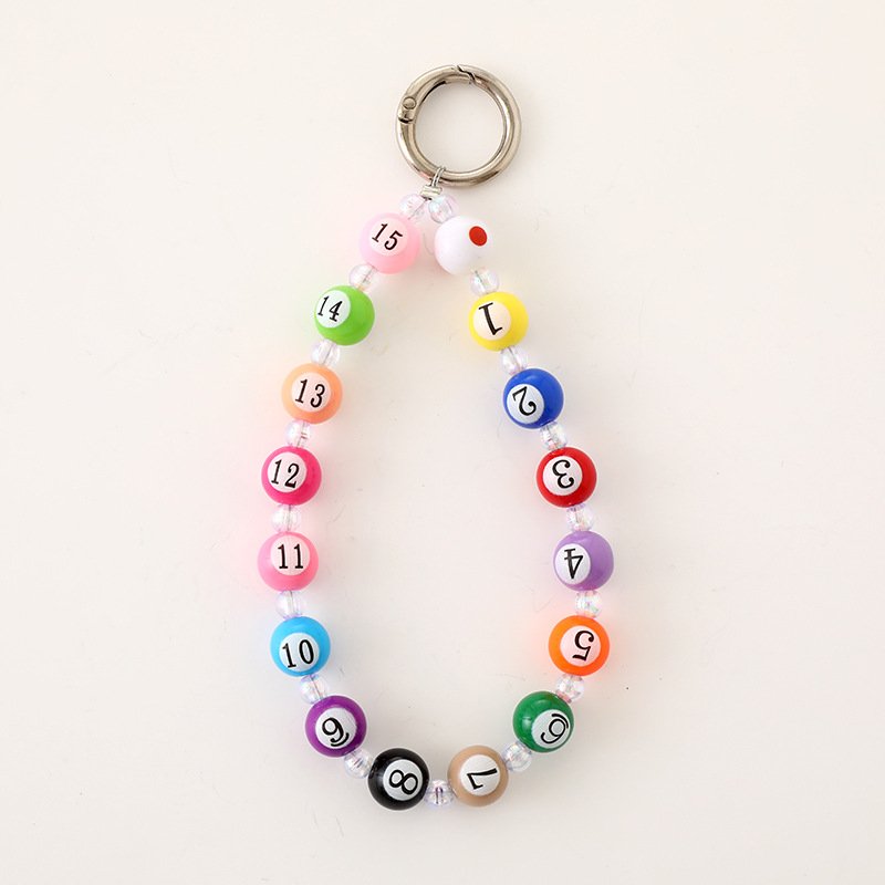 Lilangda Creative Simulation Billiards Beaded Keychain Colorful Table Ball Beaded Charms Key Ring Bag Decoration Sports Gifts