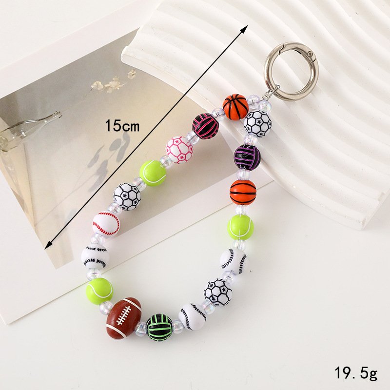 Lilangda Creative Simulation Billiards Beaded Keychain Colorful Table Ball Beaded Charms Key Ring Bag Decoration Sports Gifts