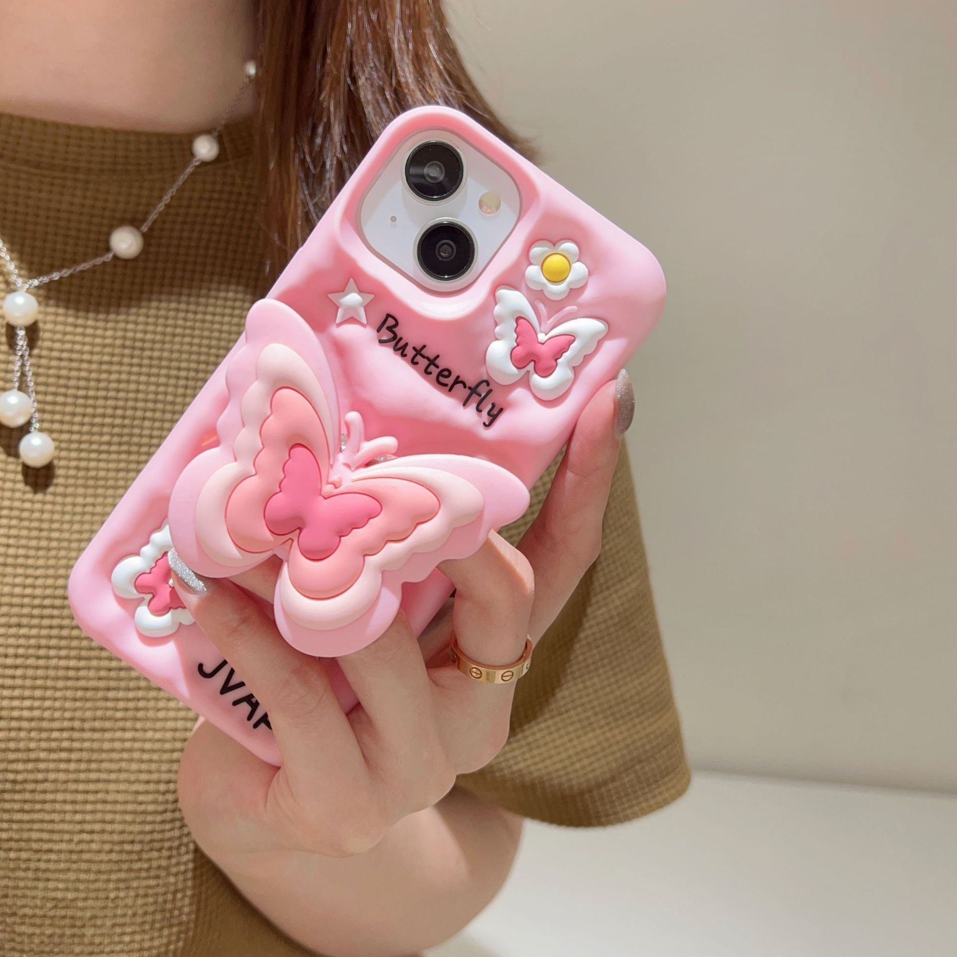 Soft silicone phone back cover shockproof skin case 3D butter cute cartoon animal Case for iPhone 15 Pro 15pro Max iPhone 11 12