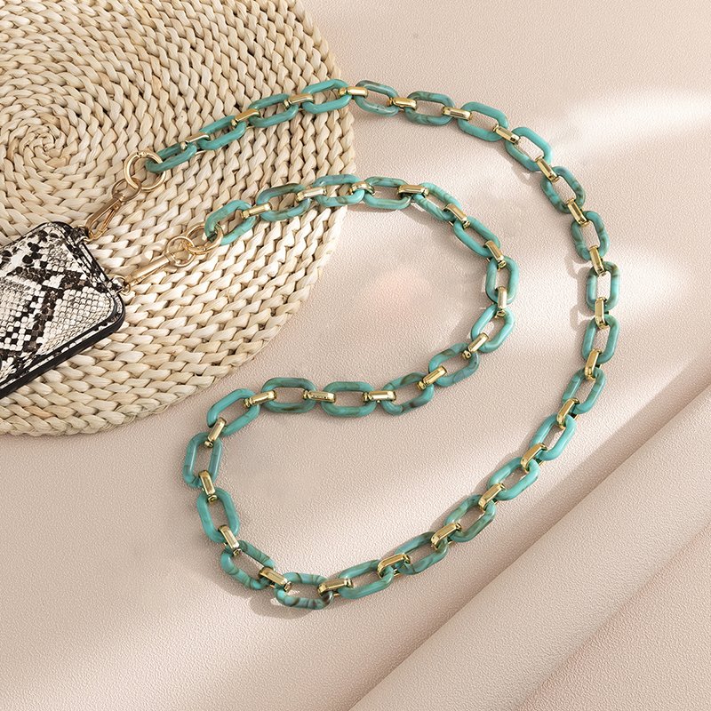Universal Acrylic Phone Crossbody Necklace Gold Phone Case Lanyard Women Fashion Acrylic Chain Mobile Phone Chain Strap 120cm
