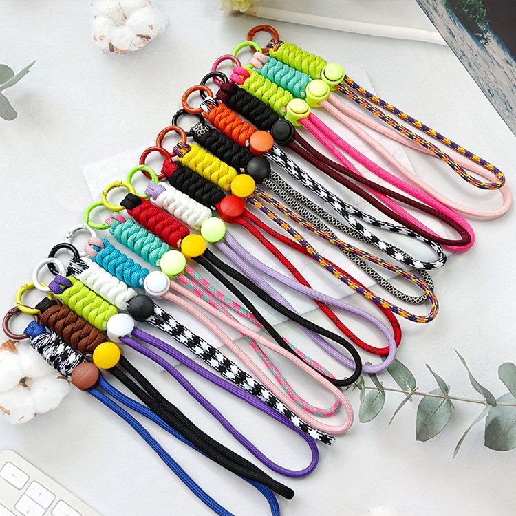 New Mobile Phone Lanyard Neck Hanging Wrist Anti Loss Keychain Adjustable Hand Woven Dual Color Lanyard