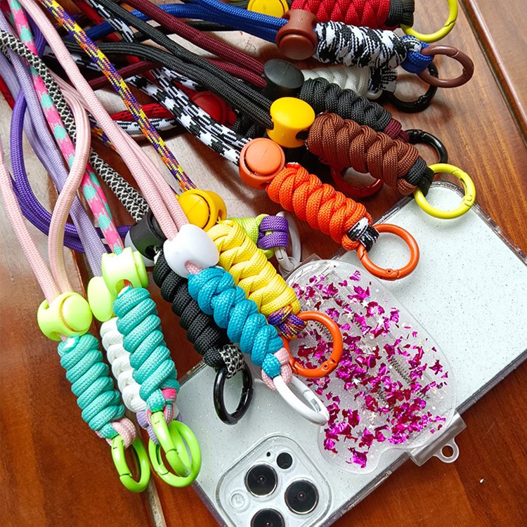 New Mobile Phone Lanyard Neck Hanging Wrist Anti Loss Keychain Adjustable Hand Woven Dual Color Lanyard
