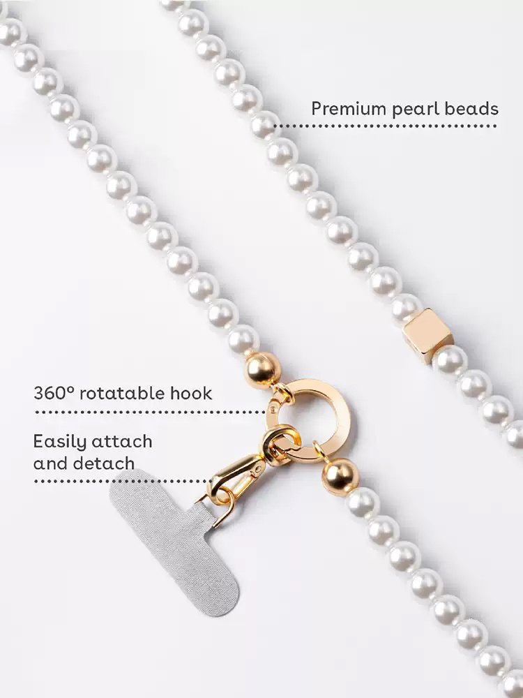 New wholesale pearl mobile phone lanyard suitable for all mobile phone cases Pearl style diagonal strap portable lanyard
