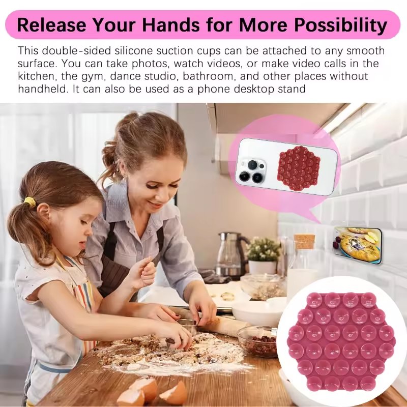 Double Sided Silicone Suction Cup Phone Mount Holder Multi-functional Hands-Free Silicone Strong Suction Phone Case Sticky Grip