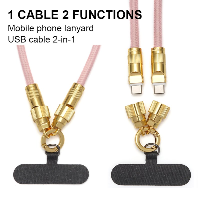 New 2 in 1 60W High Speed USB C Charger Cable Phone Holder Wrist Strap Crossbody Mobile Phone Straps