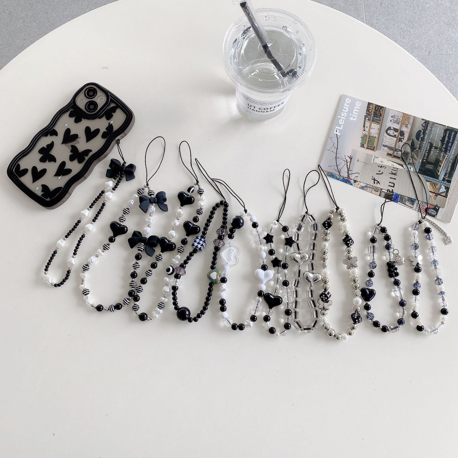 Crystal Pearl Bow Phone Chain Lanyard Phone Case Rope Anti-Lost Lanyard Phone Jewelry Accessories For Women