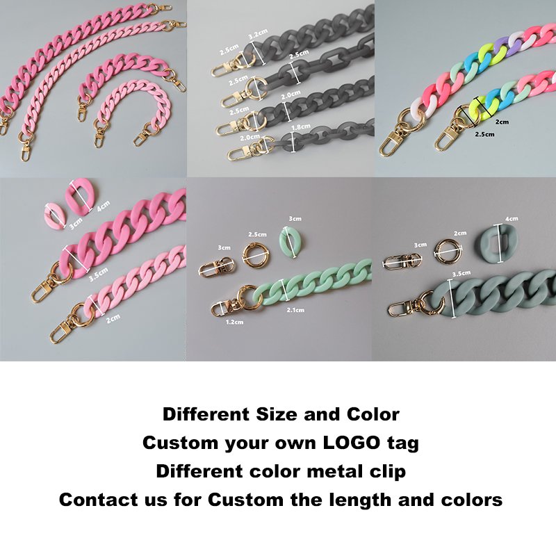 Color Resin Acrylic Chain Links Sets Crossbody Strap Luxury Marble Chain Phone Case Necklace Handbag Chain Acrylic 120cm