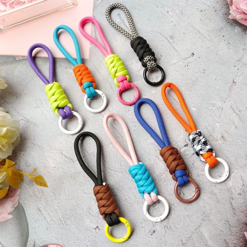 Hot Sale Colorful Nylon Woven Keychain Lanyard Mobile Phone U Disk Camera Short Wrist Strap Speaker Audio Anti-lost Hand Strap