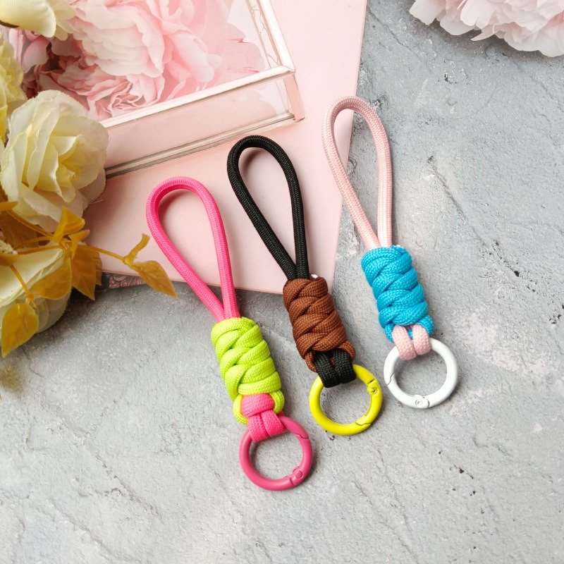 Hot Sale Colorful Nylon Woven Keychain Lanyard Mobile Phone U Disk Camera Short Wrist Strap Speaker Audio Anti-lost Hand Strap