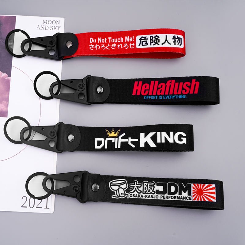 Custom Logo Nylon Key Lanyard Carabiner Digital Printing Short Strap Motorcycle Lanyard Keychains Direct from Factory