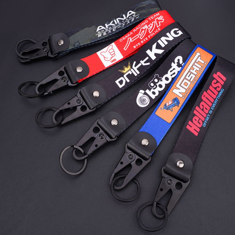 Custom Logo Nylon Key Lanyard Carabiner Digital Printing Short Strap Motorcycle Lanyard Keychains Direct from Factory