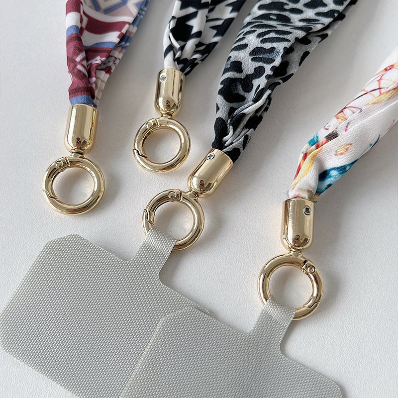 Cute Design Phone Neck Lanyard Cellphone Holder Badge Chain Wrist Strap Lanyard Silk Scarf Charm Strap