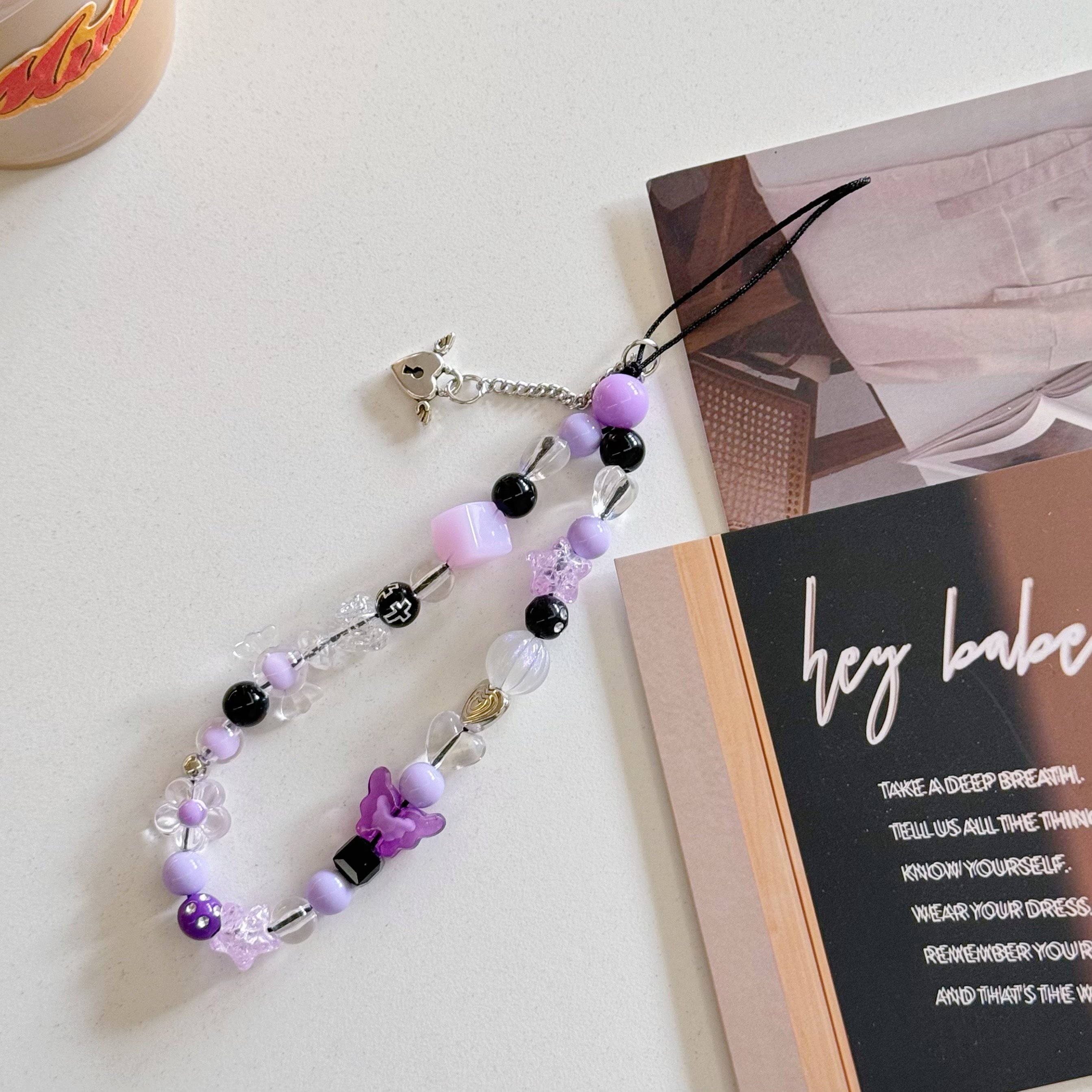 Sweet Cute Jelly Color Love Heart Resin Beaded Mobile Phone Chain Women Cellphone Strap Charm Telephone Pendant Jewelry