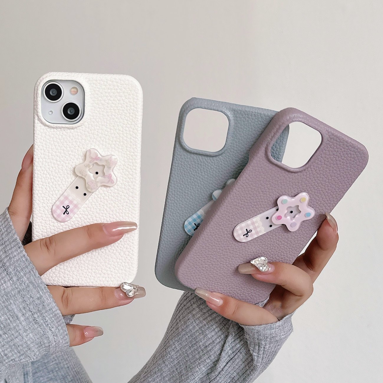 Girls hairpin five-pointed star set case for SAMSUNG S22 23 24 A53 PLUS ULTRA trending card holder phone cover