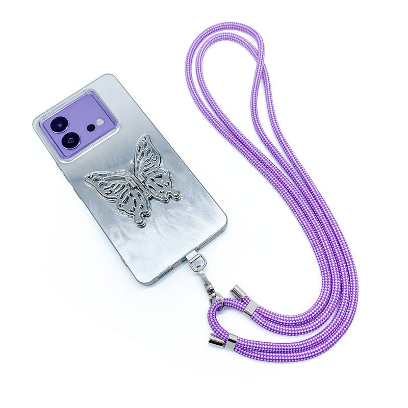 High quality wholesale universal anti lost theft camera mobile cell phone case lanyard crossbody shoulder strap with metal patch