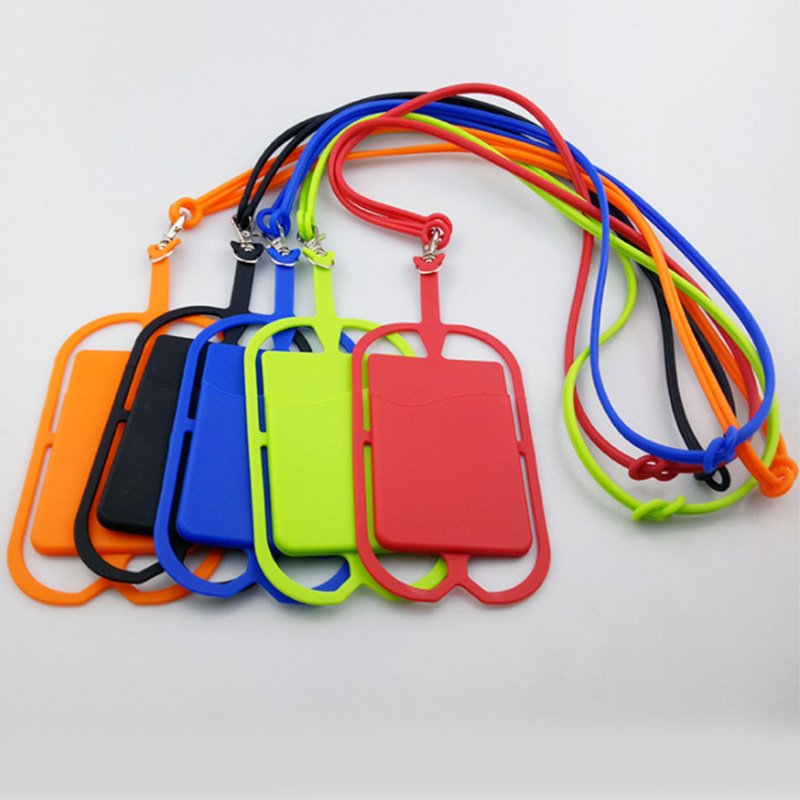 Promotional Cheap Custom Logo Universal Silicone Mobile Phone Lanyard with Card Pocket Silicone Lanyard mobile Holder