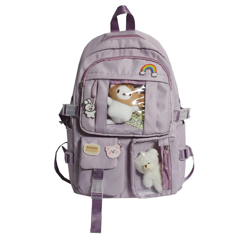 High Quality Korean Student Backpack Large-capacity Polyester Girls School Bag With Toys