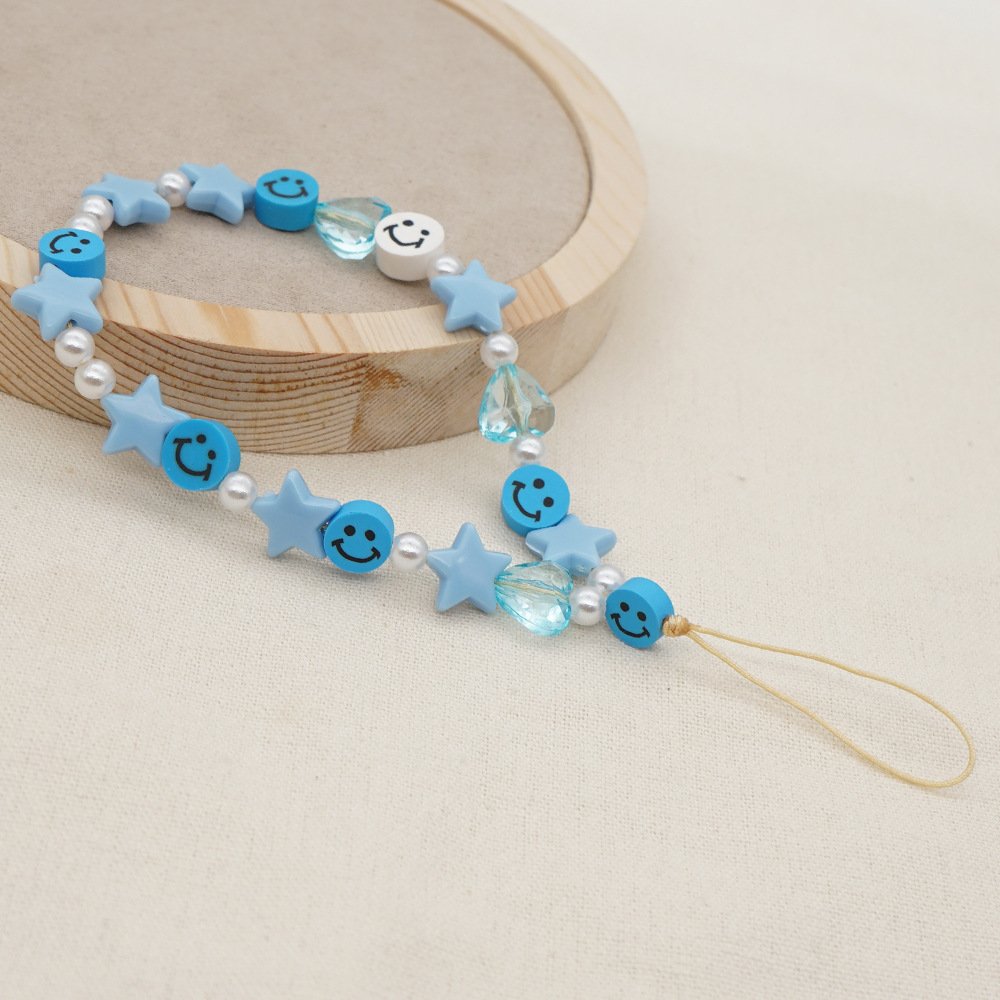 Boho Style pearl/acrylic Mobile Phone Strap Beaded Chain Lanyard with Star Charm Unique Phone Case Accessory Girls Phone Charm