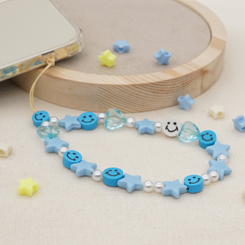 Boho Style pearl/acrylic Mobile Phone Strap Beaded Chain Lanyard with Star Charm Unique Phone Case Accessory Girls Phone Charm