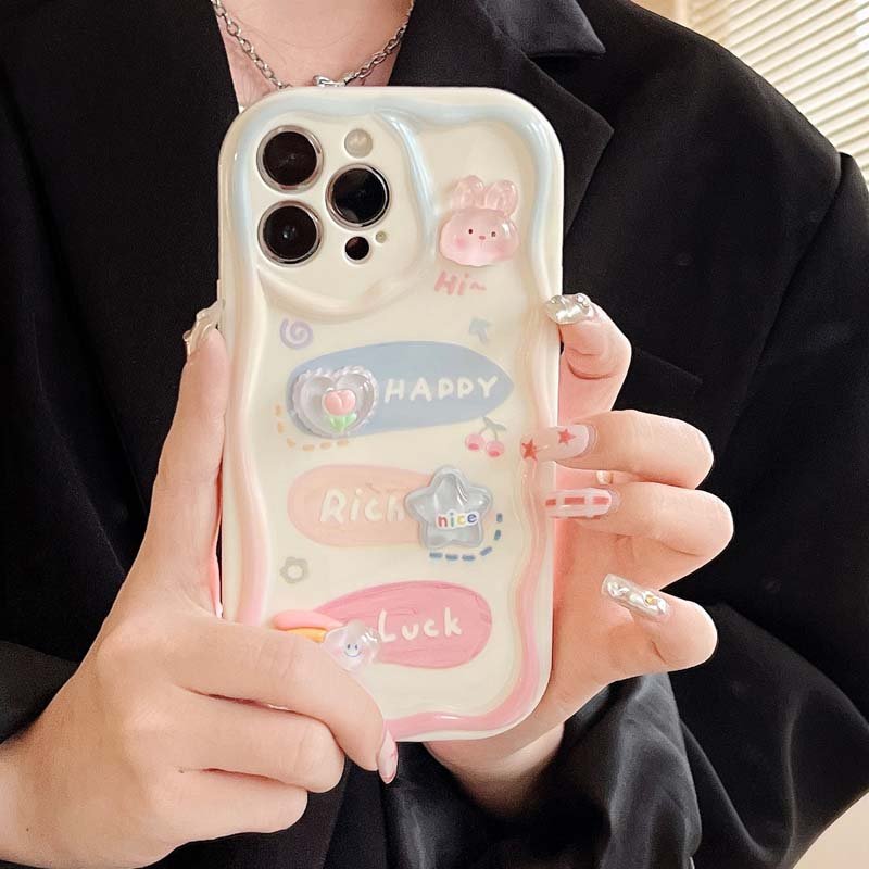 Creative Simple Design Cartoon Rabbit Bear Flower Style Heart Bracelet TPU Mobile Phone Case For Iphone 6 7 8 Plus X Xr Xs Max