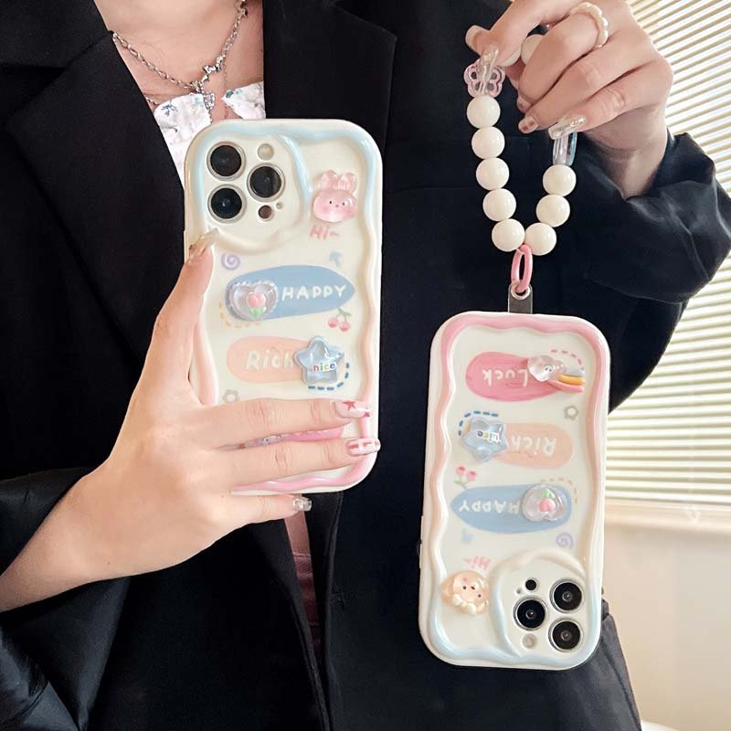 Creative Simple Design Cartoon Rabbit Bear Flower Style Heart Bracelet TPU Mobile Phone Case For Iphone 6 7 8 Plus X Xr Xs Max