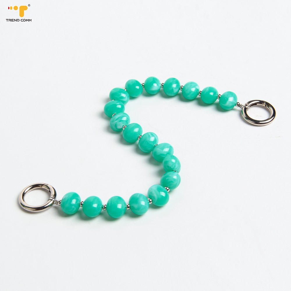 Universal New dark green natural agate stone beads black thread mobile phone case accessories chain strap holder for women men
