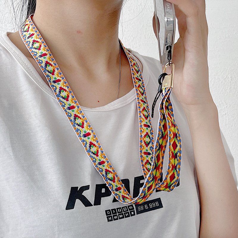 Long Neck Multi-Color Durable Polyester Phone Crossbody Strap Cute Universal Patch with Cord Phone Case Mobile Case Cord Strap