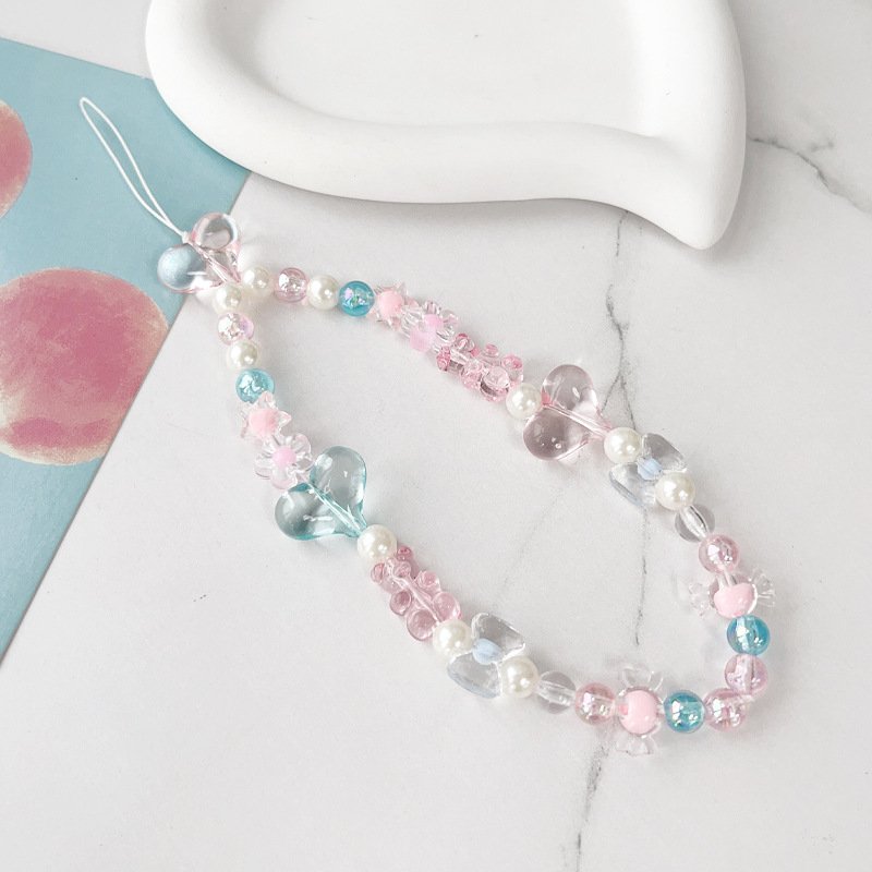 Pink and blue peach cartoon bear mobile phone pendant girl small fresh wrist universal digital bag pendant jewelry