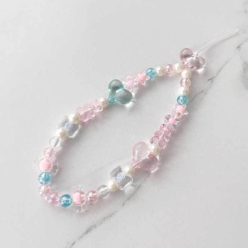 Pink and blue peach cartoon bear mobile phone pendant girl small fresh wrist universal digital bag pendant jewelry