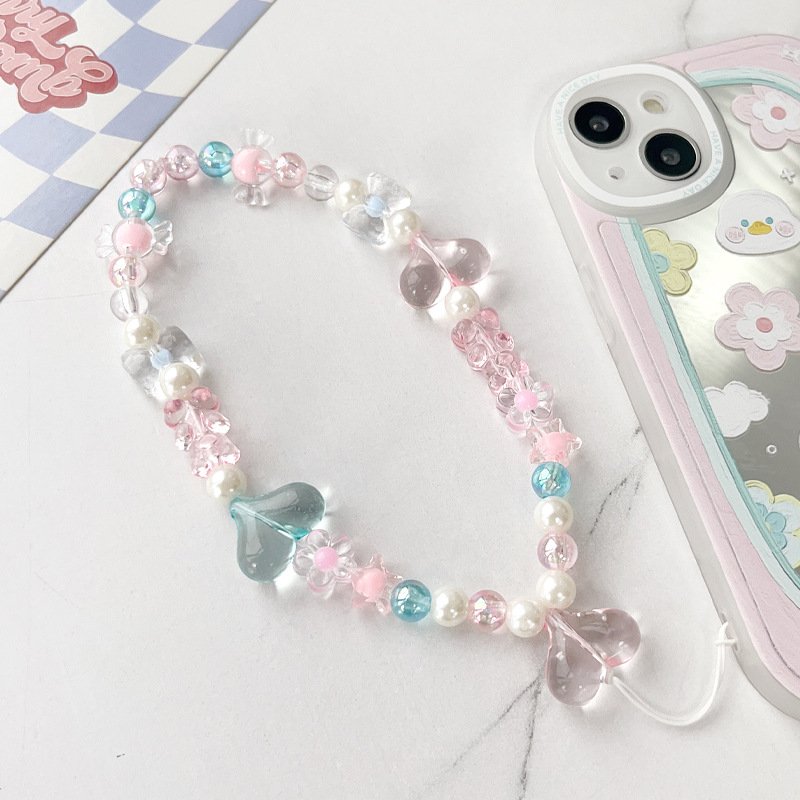 Pink and blue peach cartoon bear mobile phone pendant girl small fresh wrist universal digital bag pendant jewelry