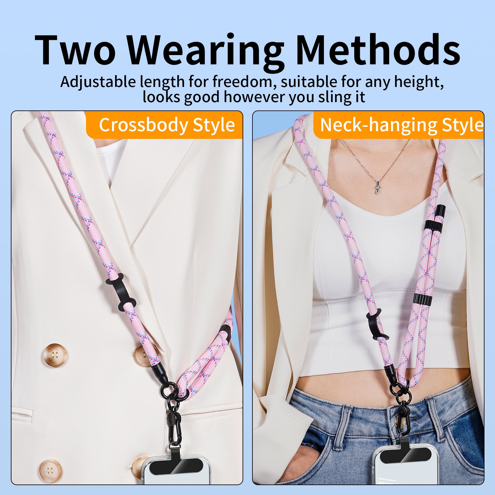 Mobile Phone Lanyard Cross-Body hanging neck High-End Nylon Rope Braided Strong Durable Diagonal Span Strap