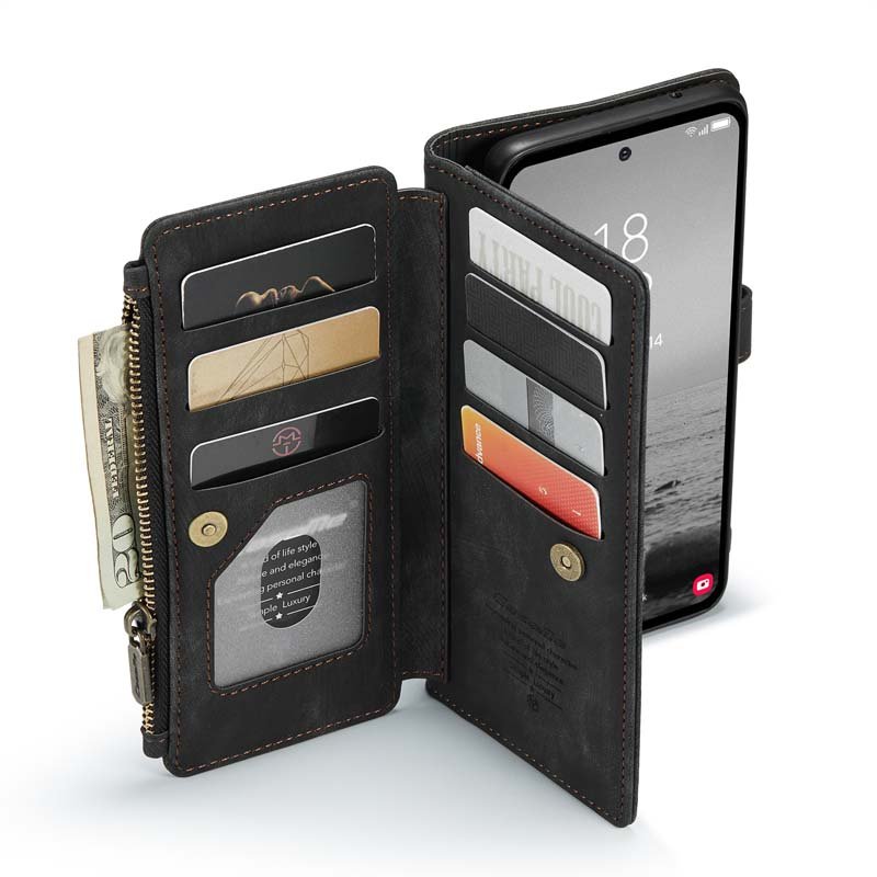 Classic Multi-Functional Wallet Retro Kickstand Card Slots Zipper Pocket Phone Bags Leather Case for Samsung A54