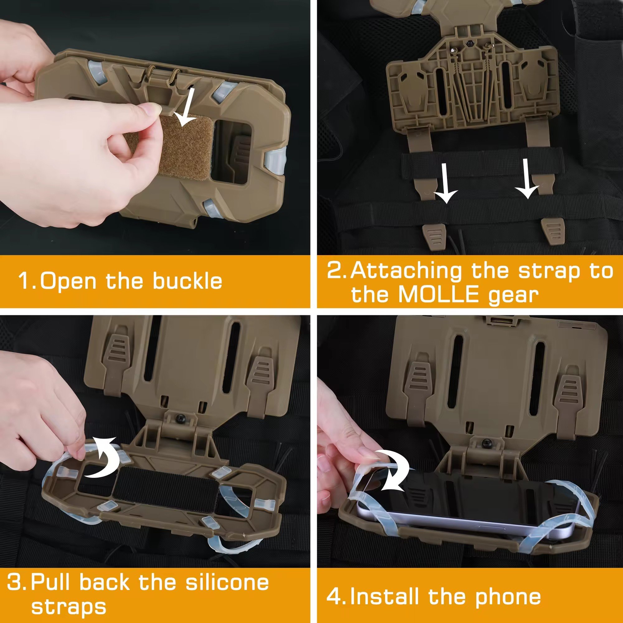 MOLLE Folding Navigation Mount Smart Devices Mounting Plate Tactical Vest Phone Holder For Outdoor Sports Tactical Accessories