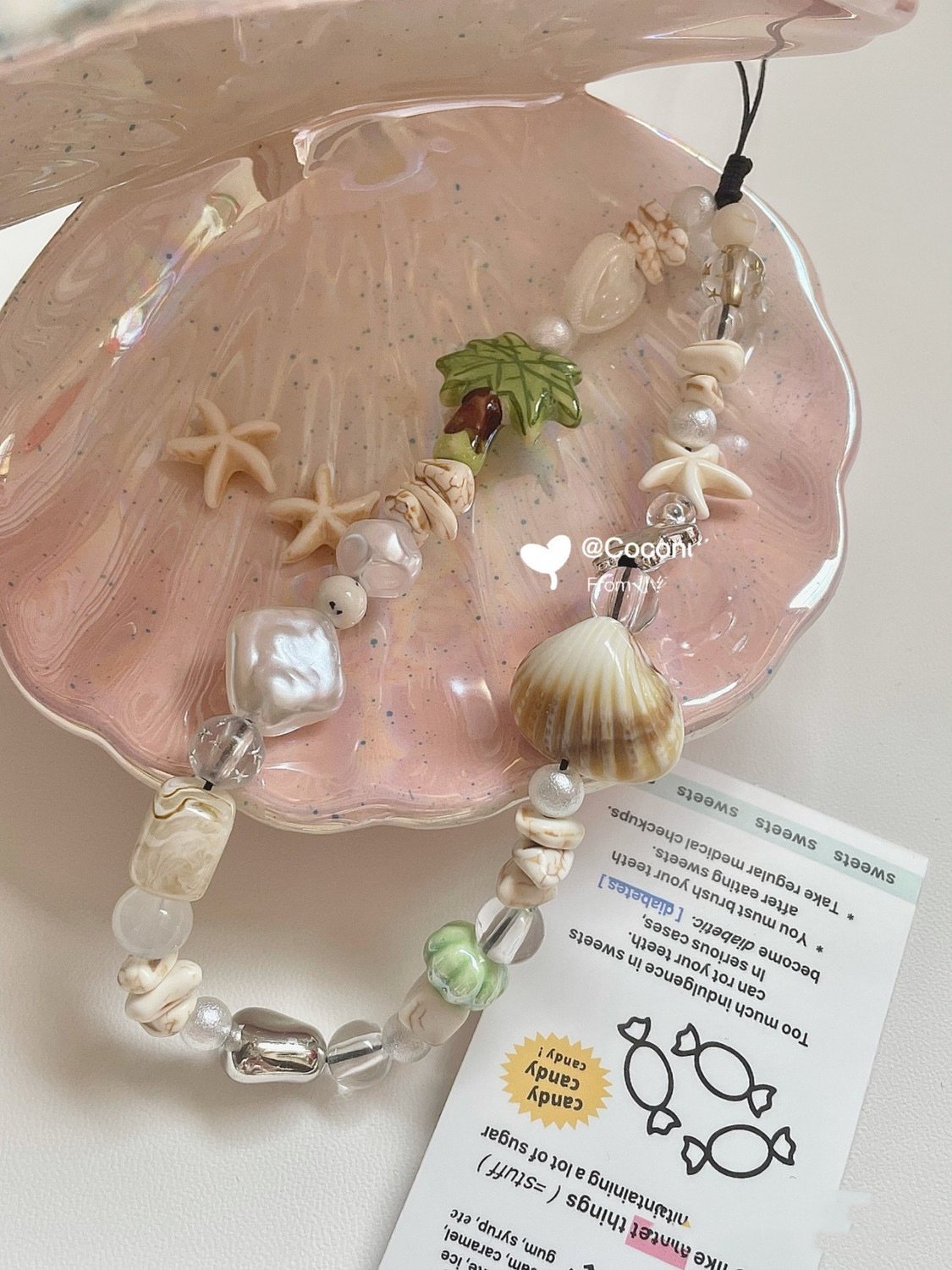 Summer Yeye Shell fresh mobile phone pendant diy beaded ccd chain pendant camera chain Wrist lanyard keychain