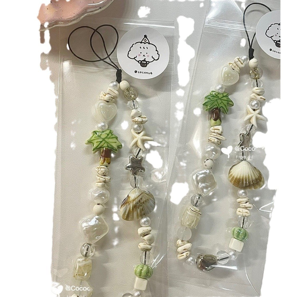 Summer Yeye Shell fresh mobile phone pendant diy beaded ccd chain pendant camera chain Wrist lanyard keychain