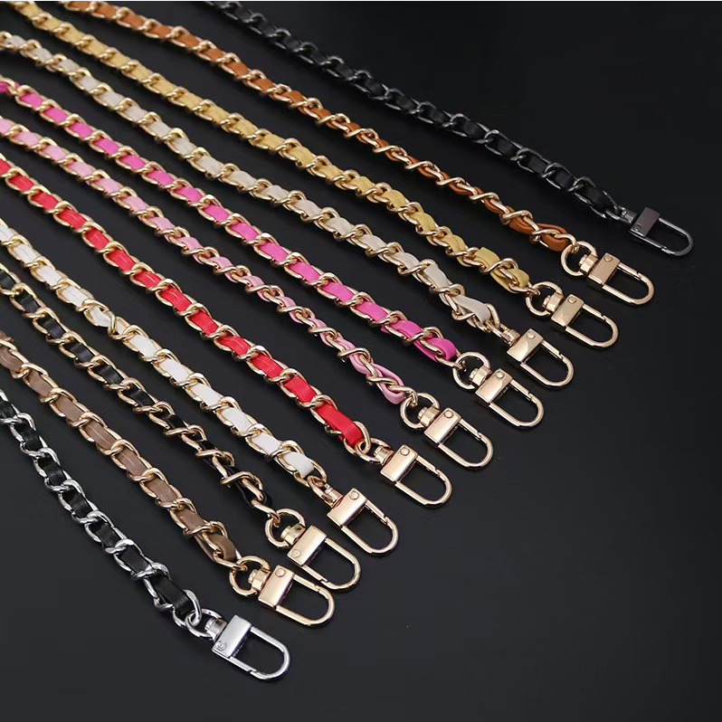 Cross Body Phone Lanyards PU Leather Strap Metal Chain For Cell phone