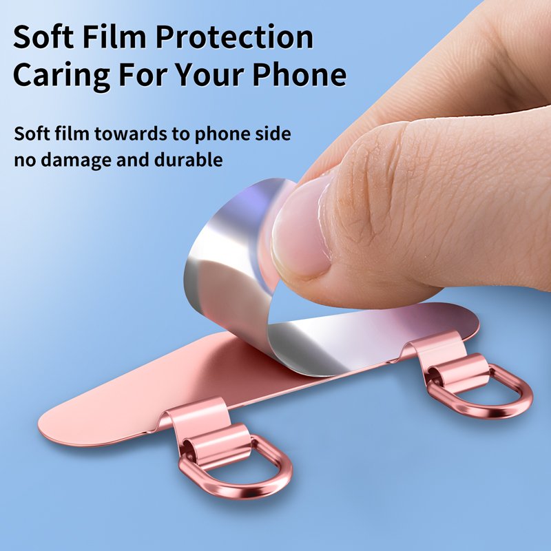 Universal Phone Lanyard Patch with Stainless steel slip D-Ring Mobile Phone Tether Tab in Rope Shape metal Phone clip