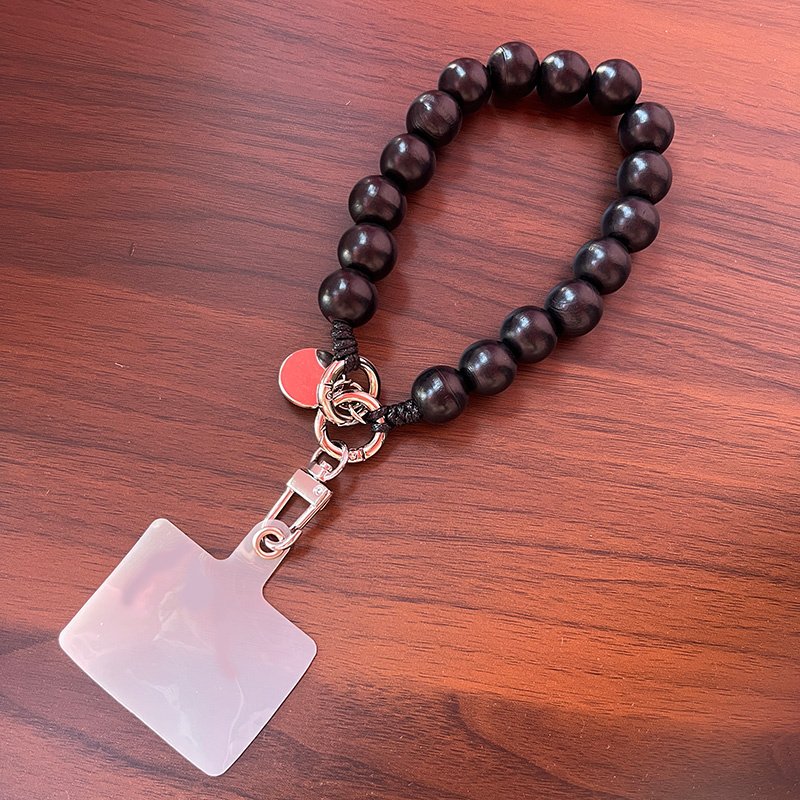 Wholesale High Grade Woven Short Mobile Phone Chain Durable Hand Wood Beads Made Phone Strap