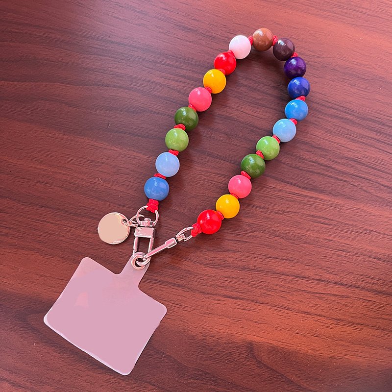 Wholesale High Grade Woven Short Mobile Phone Chain Durable Hand Wood Beads Made Phone Strap