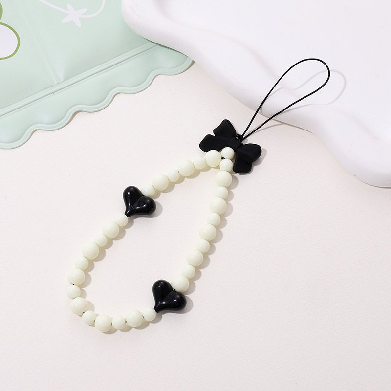 New Cartoon Beaded Bow Mobile Phone Wrist Strap Love DIY Anti Fall Short Smart Phone Case Lanyard Anti Loss Phone Pendant