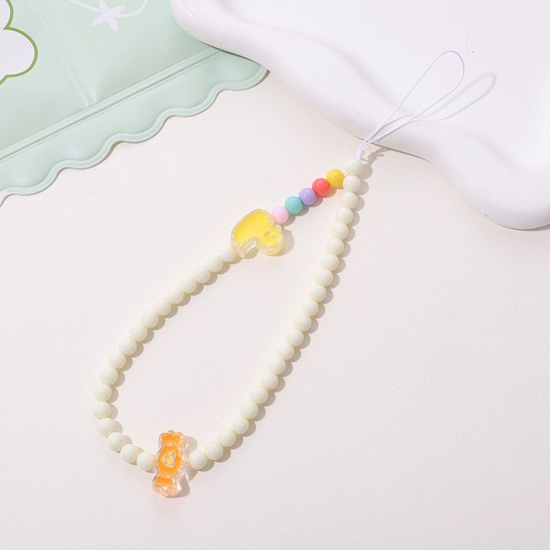 New Cartoon Beaded Bow Mobile Phone Wrist Strap Love DIY Anti Fall Short Smart Phone Case Lanyard Anti Loss Phone Pendant