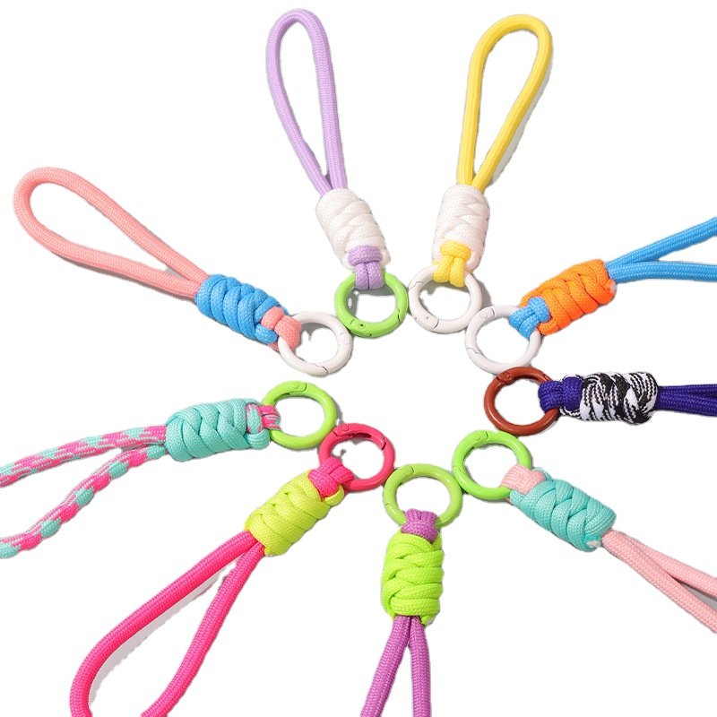 Polyester Hand-Woven Phone Charm Lanyard Keychain Strap Mobile Phone Key Ring Holder Accessory