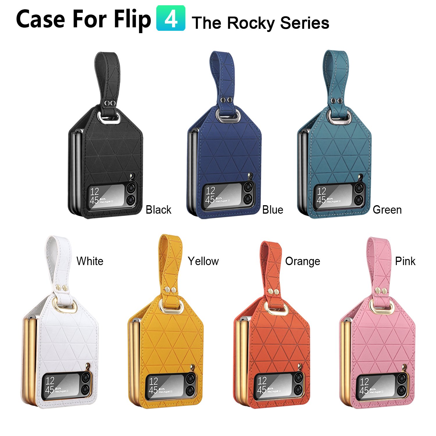 Phone Case Cellphone Case Vietao Zflip 5 Holder Stand Luxury Leather for Girl Black for Samsung Z Flip 4 Flip 3 Hand Strap