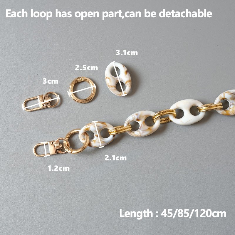 Hot Coffee Bean Acrylic Chain Phone Lanyard Crossbody Strap Patch Gold Plated Mobile Phone Holder Lanyard Necklace 120cm